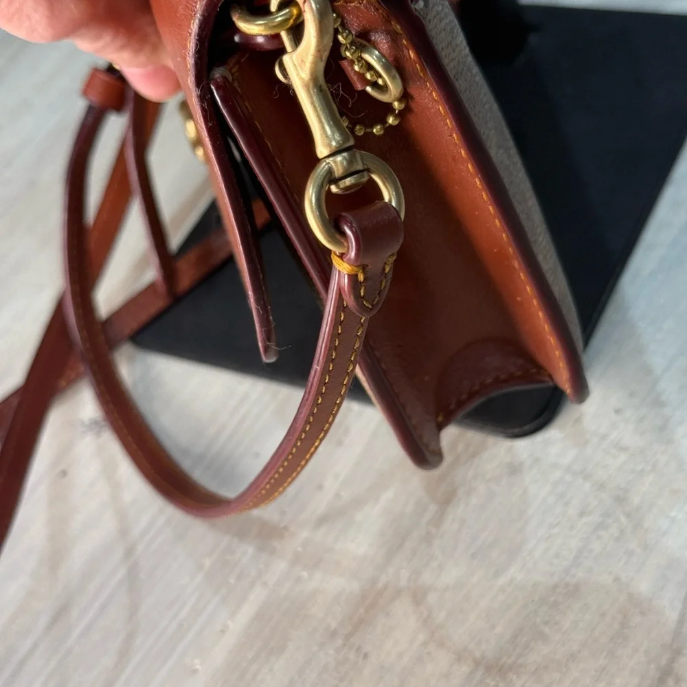 Coach Brown Signature Canvas and Leather Crossbody with Gold 'C'